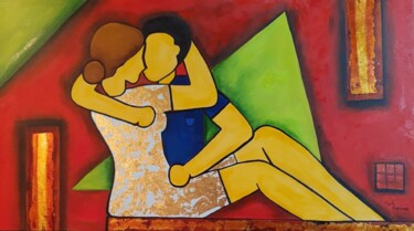 Peinture intitulée "Abraços 3" par Marly Genuino, Œuvre d'art originale, Huile