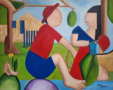 Malerei mit dem Titel "Porque meu Pé" von Marly Genuino, Original-Kunstwerk, Öl
