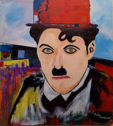 Pintura intitulada "Chaplin Estilizado" por Marly Genuino, Obras de arte originais, Acrílico