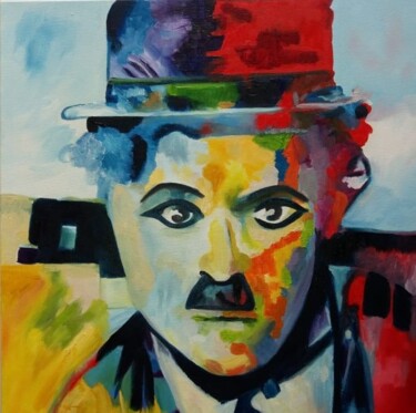 Schilderij getiteld "Chaplin" door Marly Genuino, Origineel Kunstwerk, Acryl