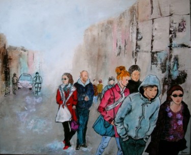 Peinture intitulée "la-rue.jpg" par Marna, Œuvre d'art originale, Huile