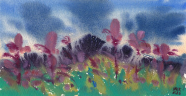 Pintura intitulada "Mountain flowers" por Maria Marni, Obras de arte originais, Aquarela