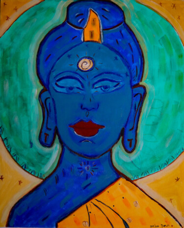 Peinture intitulée "Bhaishajyaguru" par Marnie Delblond, Œuvre d'art originale, Gouache