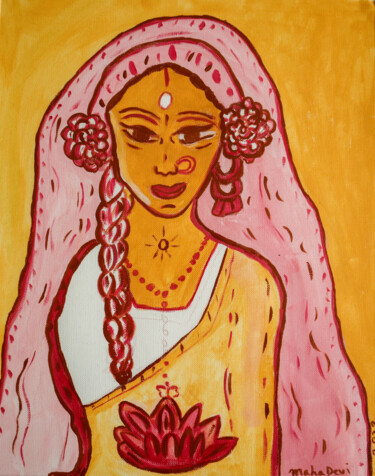 Картина под названием "Sita et Le lotus" - Marnie Delblond, Подлинное произведение искусства, Гуашь