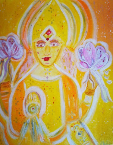 Pintura titulada "Bouddha Lakshmi" por Marnie Delblond, Obra de arte original, Oleo