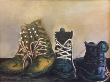 Painting titled "Old Boots" by Michael Arnold, Original Artwork, Acrylic