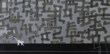 Peinture intitulée "Chat III" par Maron, Œuvre d'art originale, Huile Monté sur Châssis en bois