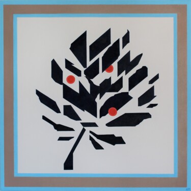 Painting titled "Arbre III" by Maron, Original Artwork, Oil Mounted on Wood Stretcher frame