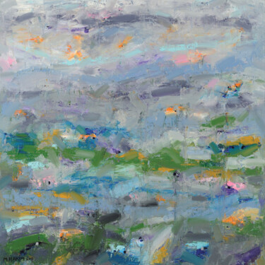 Painting titled "A Blur of Clouds an…" by Maroun Hakim, Original Artwork, Acrylic Mounted on Wood Stretcher frame
