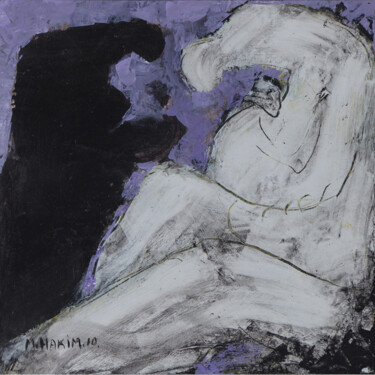 Malerei mit dem Titel "Violet Motherhood" von Maroun Hakim, Original-Kunstwerk, Acryl