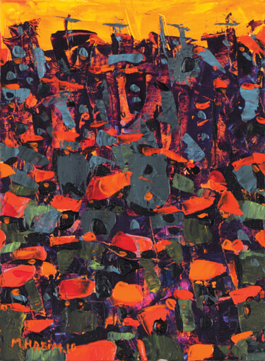 Malerei mit dem Titel "Tiles Coloring the…" von Maroun Hakim, Original-Kunstwerk, Acryl