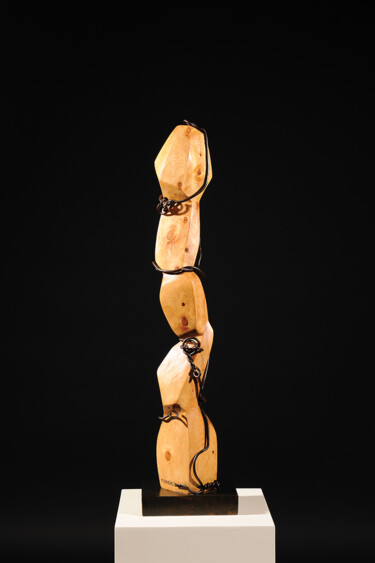 Skulptur mit dem Titel "My Quiet Cocoon" von Maroun Hakim, Original-Kunstwerk, Holz