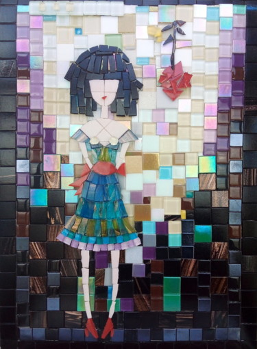 "A Blue-dressed Girl…" başlıklı Tablo Mariya Smirnova tarafından, Orijinal sanat, Mozaik