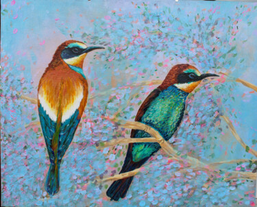 Pintura intitulada "Bee Eaters. May." por Mariya Smirnova, Obras de arte originais, Acrílico