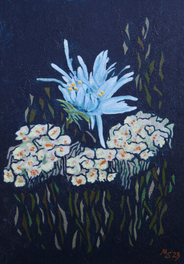 Pittura intitolato "Blue Flower" da Mariya Smirnova, Opera d'arte originale, Acrilico