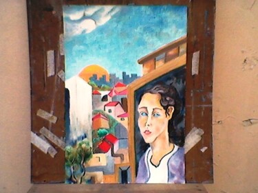 Painting titled "jovem moça na varan…" by Marques Da Silva, Original Artwork