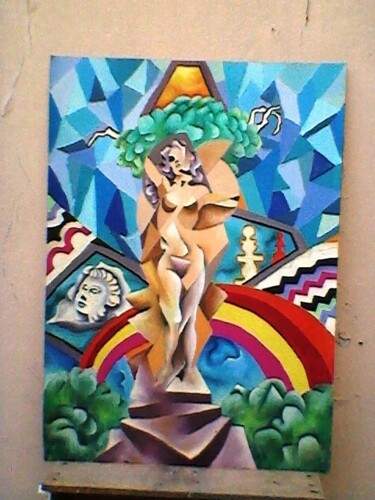 Painting titled "uma nova estátua da…" by Marques Da Silva, Original Artwork