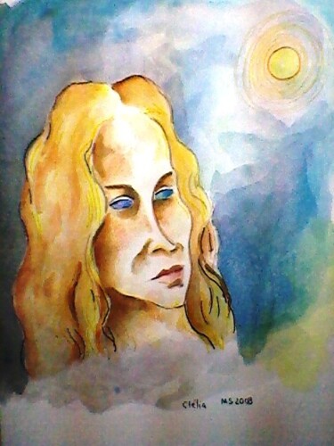 Painting titled "retrato de Clélia" by Marques Da Silva, Original Artwork