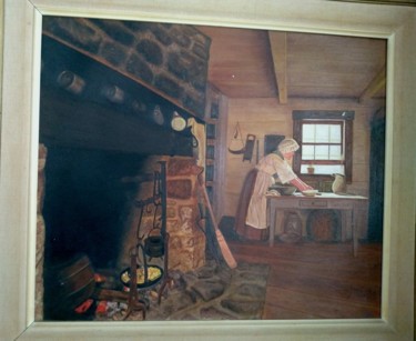 Pintura titulada "hogar" por Jose Morilla, Obra de arte original, Oleo Montado en Panel de madera