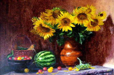 Pintura titulada "Подсолнухи/Sunflowe…" por Marina Senko-Dmitrieva, Obra de arte original, Oleo