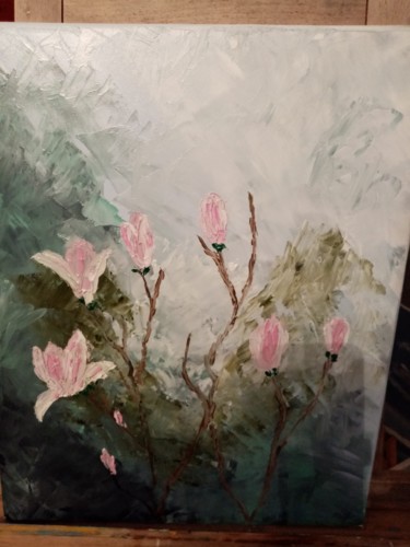 Painting titled "magnolias" by Patrick Mars, Original Artwork, Oil