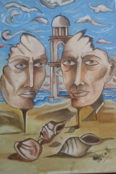 Картина под названием "Gli amici" - Michele Marinelli, Подлинное произведение искусства, Масло