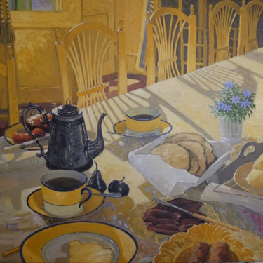 Painting titled "petit déjeuner Monet" by Jean-Marie Gregoire, Original Artwork, Acrylic