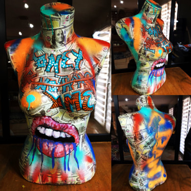 MONEY FOR ME Mannequin buste Femme custom popart streetart Design titled "MONEY FOR ME Manneq…" by Frany La Chipie, Original Artwork, Acrylic