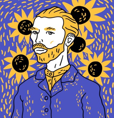 数字艺术 标题为“Van Gogh Portrait” 由Marsha Alyouna, 原创艺术品, 数字油画