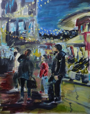 Painting titled "Evening walk" by Maria Simbirkina, Original Artwork, Oil