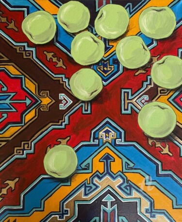 Painting titled "ESMIRA green apples…" by Marta Abdullaeva (ATRAM), Original Artwork, Acrylic