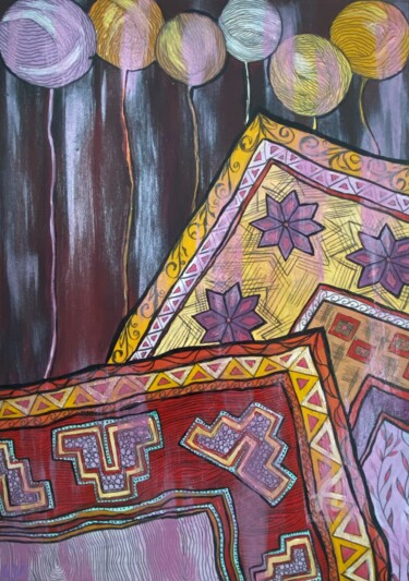 Pittura intitolato "THREADS OF FATE. hu…" da Marta Abdullaeva (ATRAM), Opera d'arte originale, Acrilico Montato su Telaio pe…