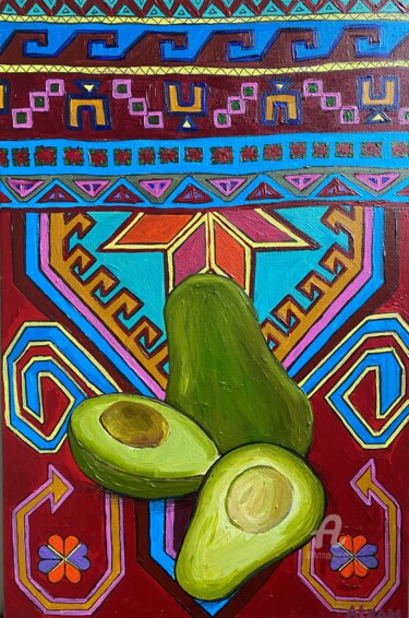 Painting titled "AVOCADO SYMBOL OF H…" by Marta Abdullaeva (ATRAM), Original Artwork, Acrylic