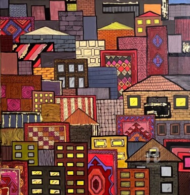 Malerei mit dem Titel "THE OLD CITY. DERBE…" von Marta Abdullaeva (ATRAM), Original-Kunstwerk, Acryl Auf Keilrahmen aus Holz…