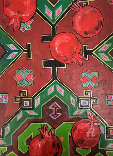 Painting titled "RUBY BOX. KALEIDOSC…" by Marta Abdullaeva (ATRAM), Original Artwork, Acrylic Mounted on Wood Stretcher frame