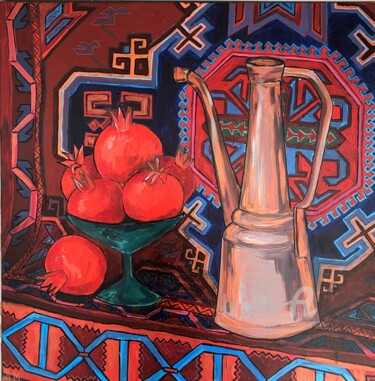 Painting titled "THE EMERALD GARDEN.…" by Marta Abdullaeva (ATRAM), Original Artwork, Acrylic Mounted on Wood Stretcher frame