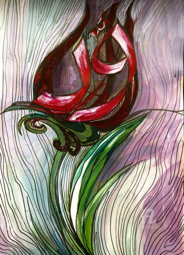 Ζωγραφική με τίτλο "Tulip of love" από Marta Abdullaeva (ATRAM), Αυθεντικά έργα τέχνης, Ακρυλικό