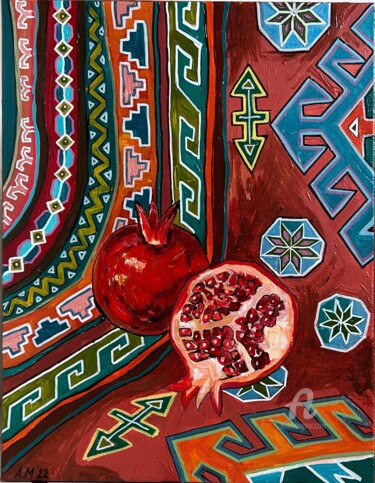 Malerei mit dem Titel "pomegranate doctor" von Marta Abdullaeva (ATRAM), Original-Kunstwerk, Acryl Auf Keilrahmen aus Holz m…