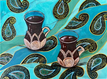 Malerei mit dem Titel "Tea for Two" von Marta Abdullaeva (ATRAM), Original-Kunstwerk, Acryl