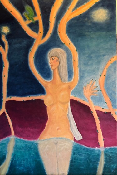 Pittura intitolato ""Rising star"" da Marta Florczyk Art, Opera d'arte originale, Olio Montato su Telaio per barella in legno