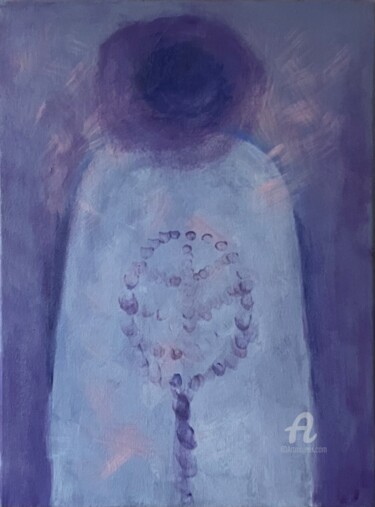 Painting titled "Crown chakra" by Marta Leim, Original Artwork, Acrylic Mounted on Wood Stretcher frame