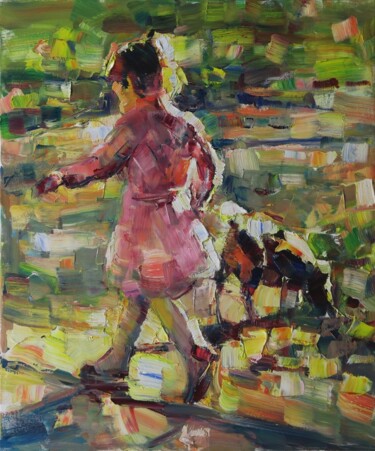 Картина под названием "Petite balade V" - Marta Lipowska, Подлинное произведение искусства, Масло Установлен на Деревянная р…