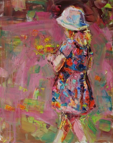 Pintura titulada "La fille dans le ch…" por Marta Lipowska, Obra de arte original, Oleo Montado en Bastidor de camilla de ma…