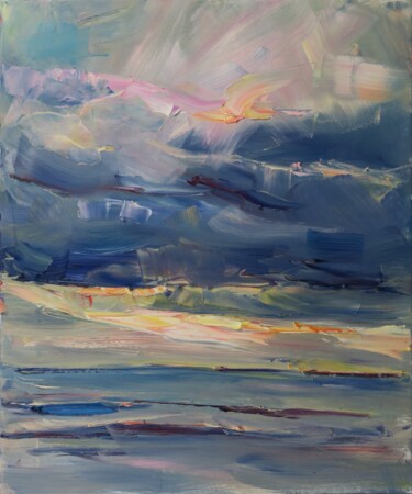 제목이 "Mer froide"인 미술작품 Marta Lipowska로, 원작, 기름 나무 들것 프레임에 장착됨