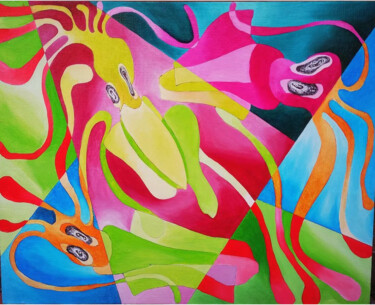 Malarstwo zatytułowany „Calamares atrapados” autorstwa Marta Ubierna, Oryginalna praca, Olej