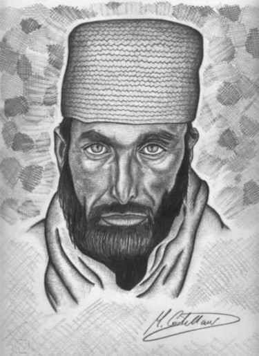 Drawing titled "L'afghano" by Marta Castellani, Original Artwork, Graphite