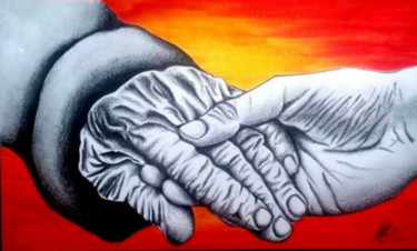Dibujo titulada "Ti prendo per mano" por Marta Castellani, Obra de arte original, Conté