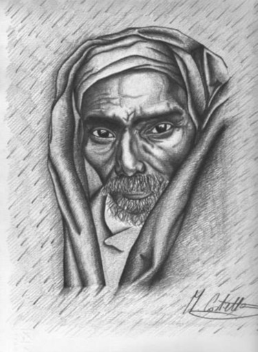 Drawing titled "Anziano dell'India…" by Marta Castellani, Original Artwork, Graphite