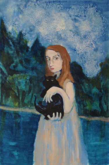Painting titled "Une nuit sans lune" by Marta Grassi, Original Artwork, Acrylic