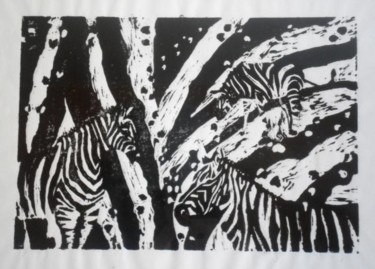 Drawing titled "Zebras" by Marta Mazur, Original Artwork